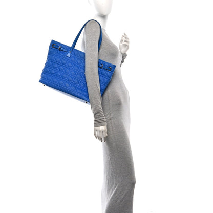 Coated Canvas Cannage Large Panarea Tote Blue