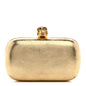 Metallic Nappa Skull Box Clutch Gold