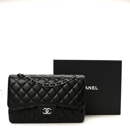 Caviar Quilted Jumbo Double Flap Black