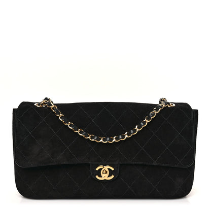 Suede Calfskin Small Souplissimo Maxi Flap Black