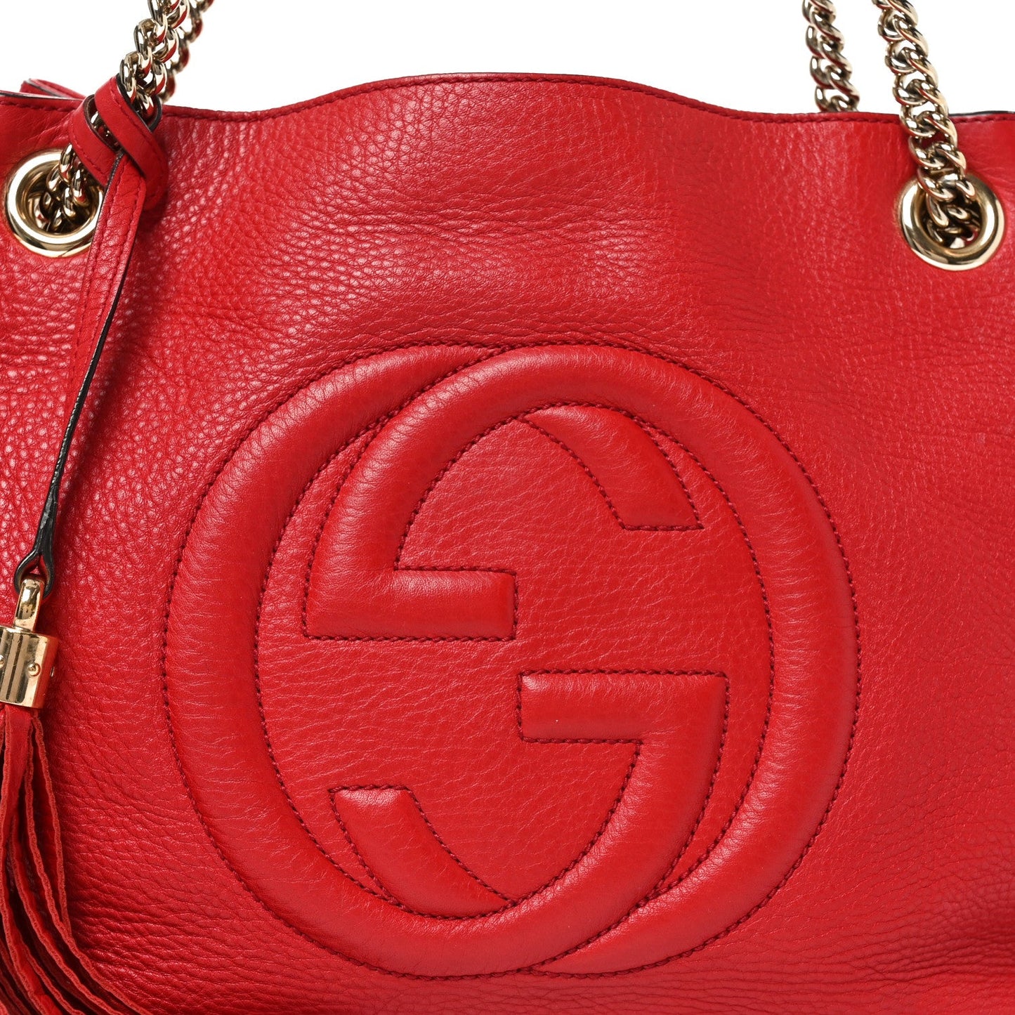 Pebbled Calfskin Medium Soho Chain Shoulder Bag Tabasco Red