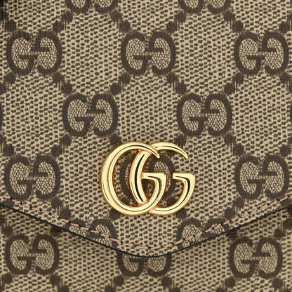GG Supreme Monogram Textured Dollar Calfskin Web Mini Ophidia Envelope Shoulder Bag Beige Ebony New Acero