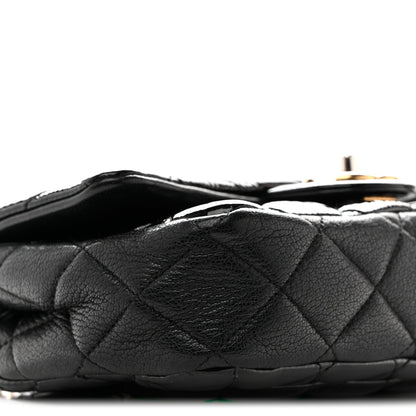 Patent Goatskin Quilted Small CC Eyelet Flap Black