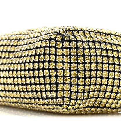 Mesh Crystal Rhinestone Mini Heiress Pouch Porcelain