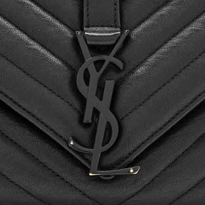 Sheepskin Matelasse Chevron Monogram Monochrome Large College Satchel Black
