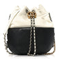 Aged Calfskin Quilted Small Gabrielle Bucket White Black