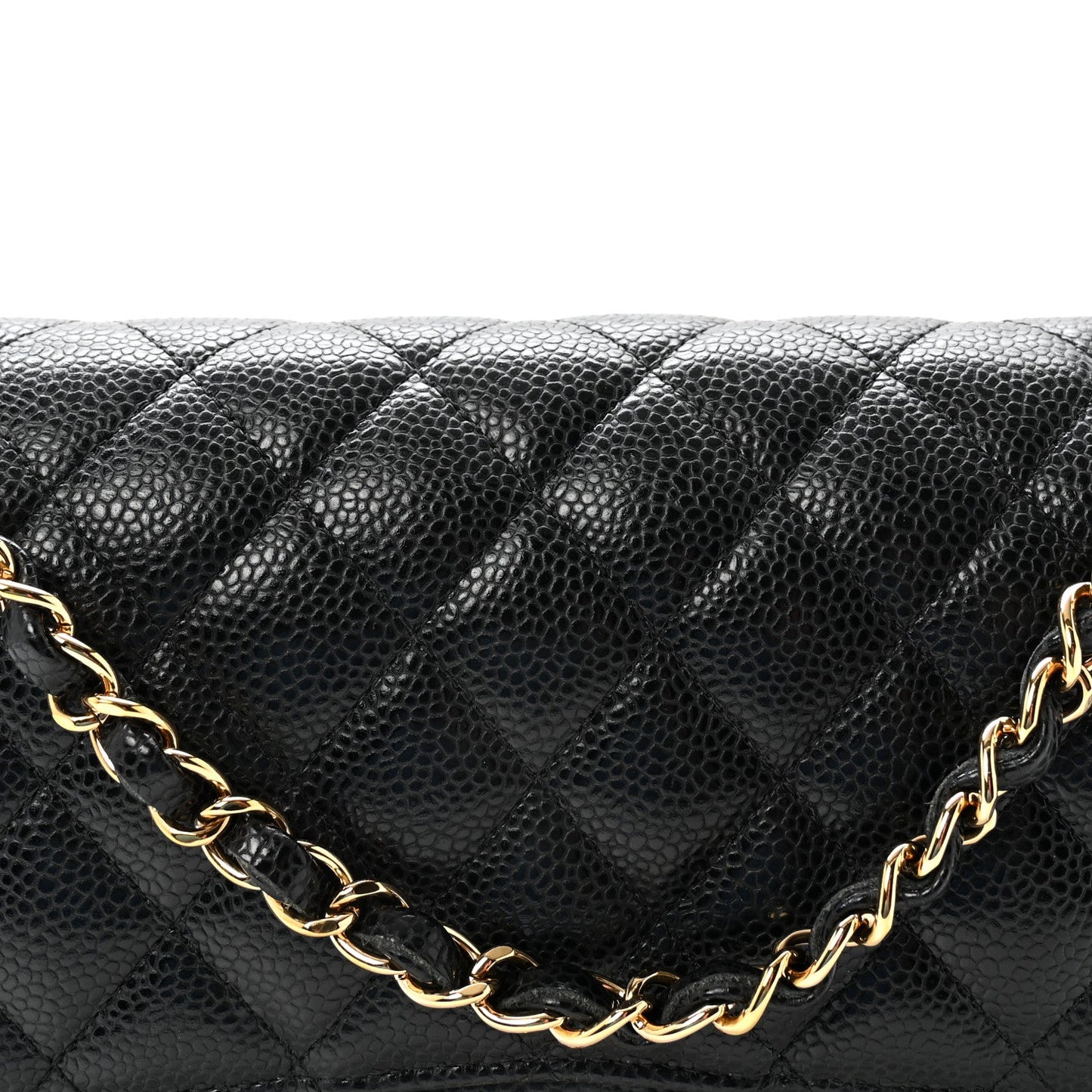 Caviar Quilted Medium Double Flap Black