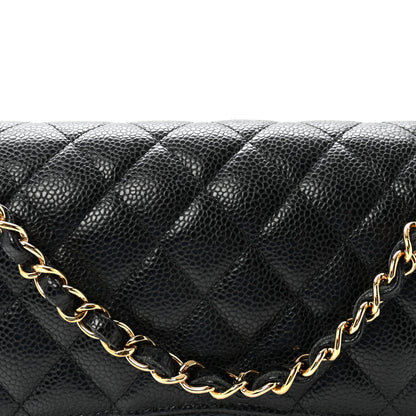 Caviar Quilted Medium Double Flap Black