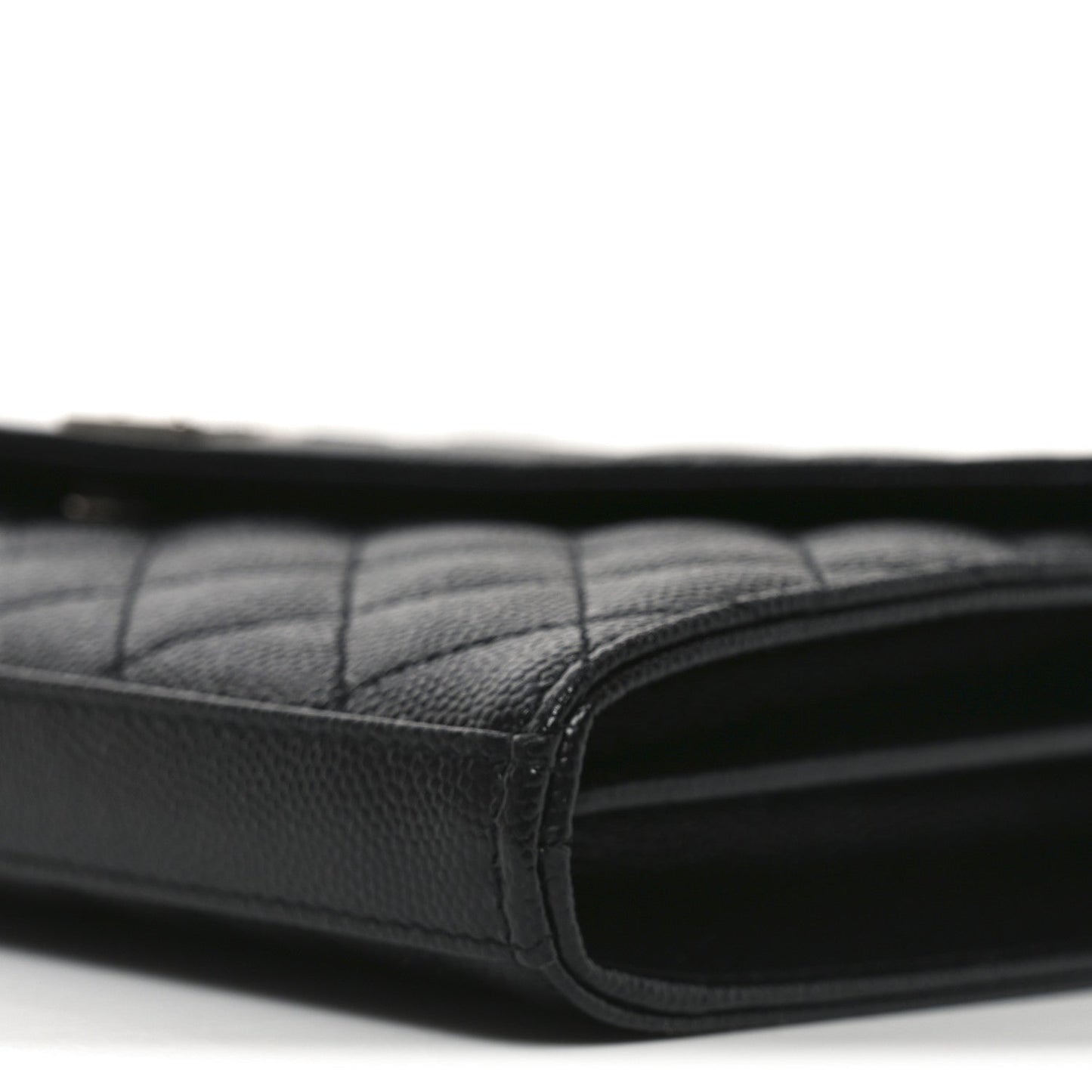 Grain De Poudre Mixed Matelasse Triquilt Monogram Chain Wallet Black