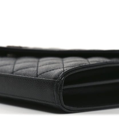 Grain De Poudre Mixed Matelasse Triquilt Monogram Chain Wallet Black