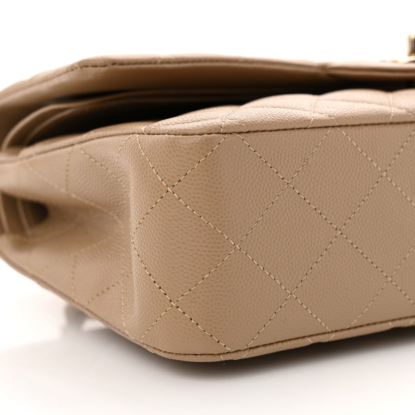 Caviar Quilted Medium Double Flap Dark Beige