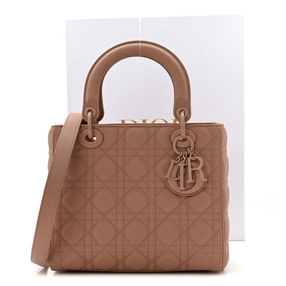 Ultra Matte Calfskin Cannage Medium Lady Dior Beige