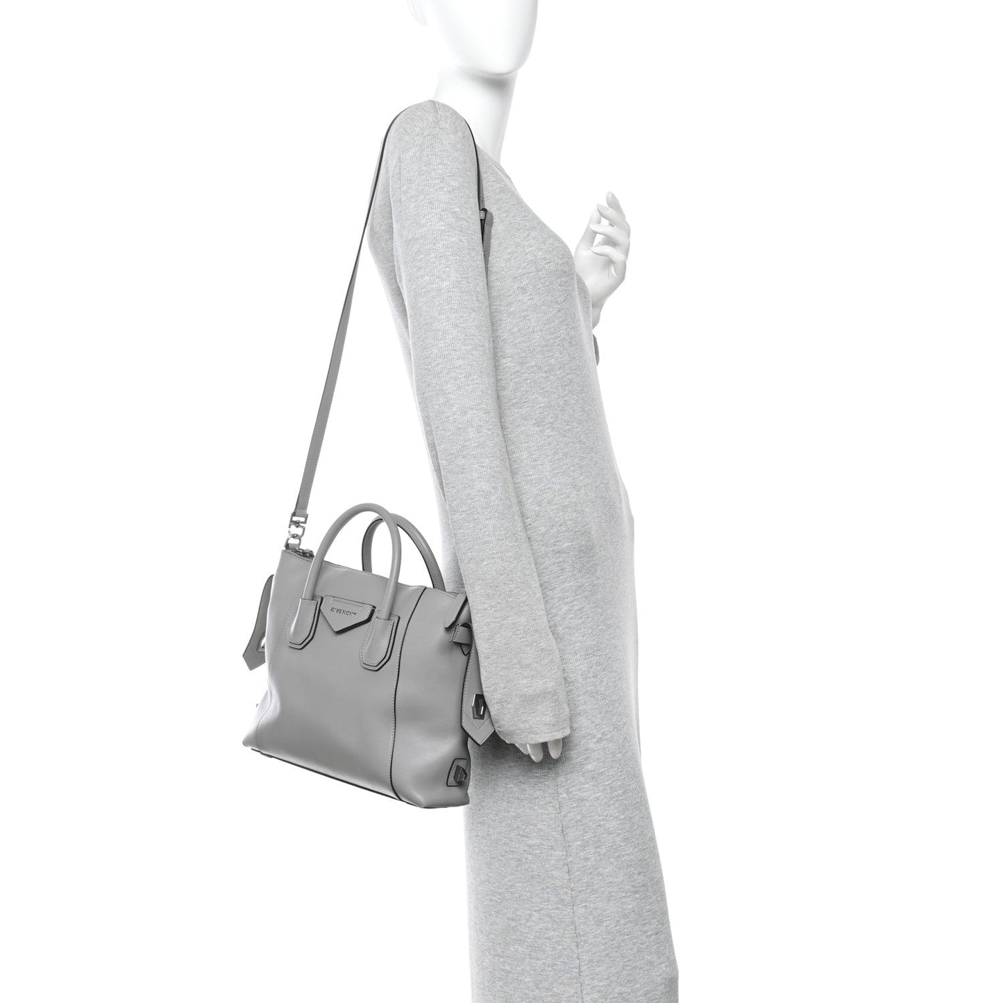 Calfskin Small Soft Antigona Pearl Grey