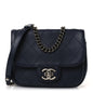 Calfskin Stitch CC Small Flap Navy Blue