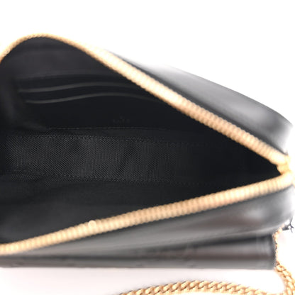 Calfskin GG Super Mini Debossed Chain Wallet Black