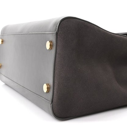 Calfskin Crocodile Embossed Medium Moujik Top Handle Bag Fog