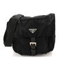 Nylon Vela Saffiano Single Buckle Messenger Shoulder Bag Black