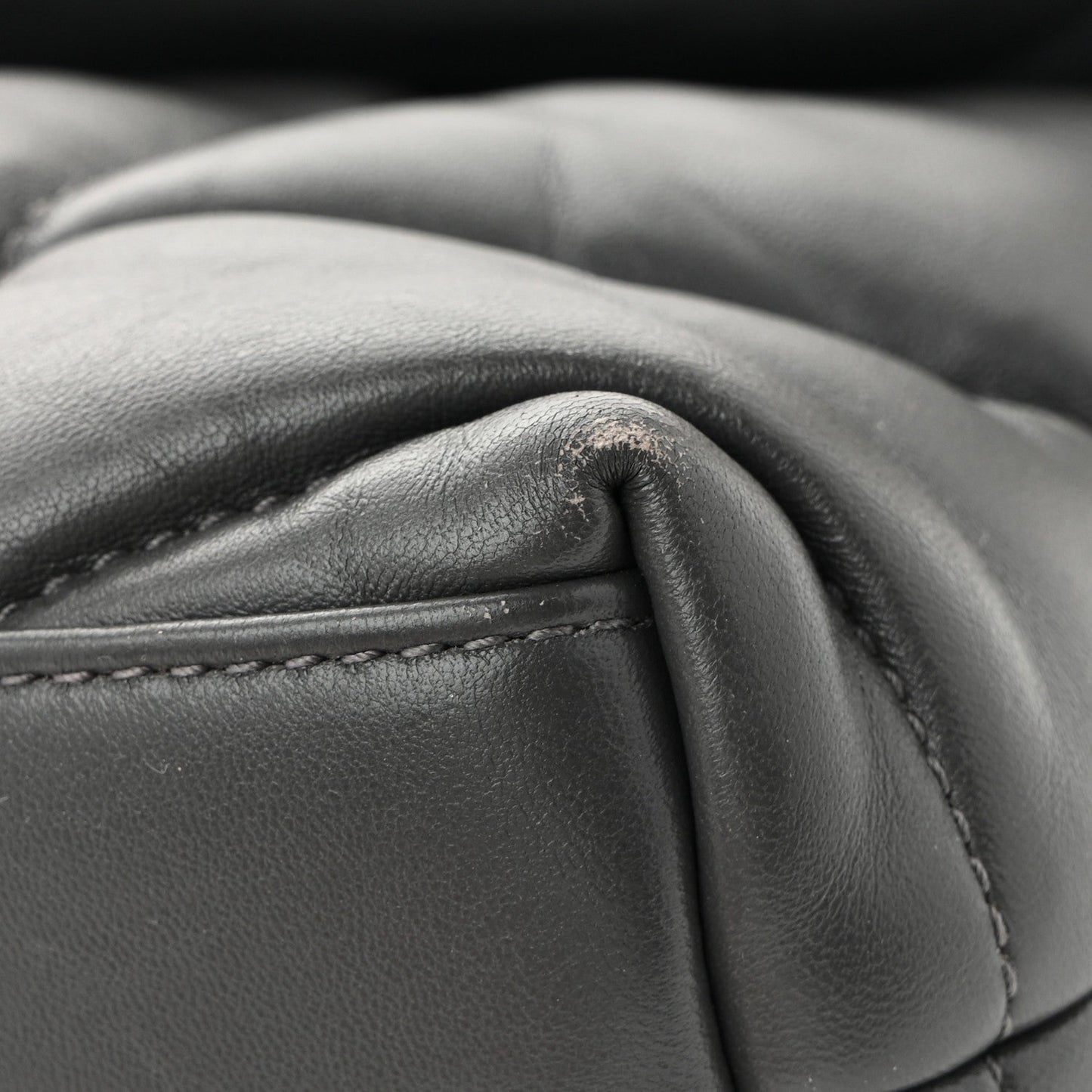 Lambskin Quilted Toy Loulou Puffer Monogram Chain Satchel Fog
