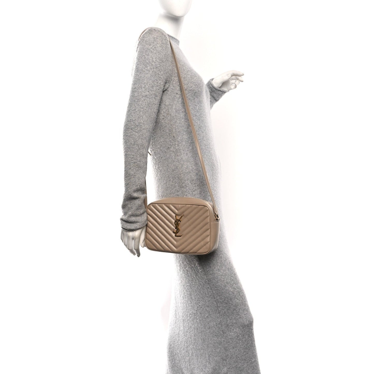 Calfskin Matelasse Monogram Lou Camera Bag Dark Beige