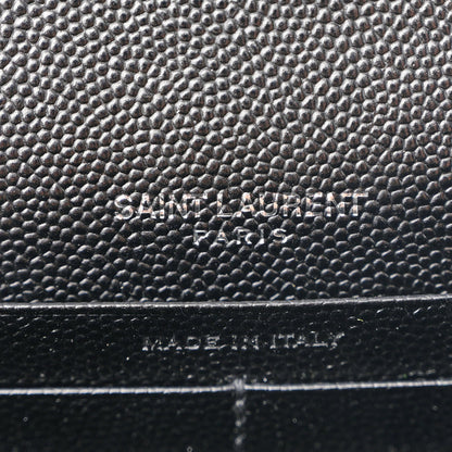 Grain De Poudre Matelasse Chevron Monogram Envelope Chain Wallet Black
