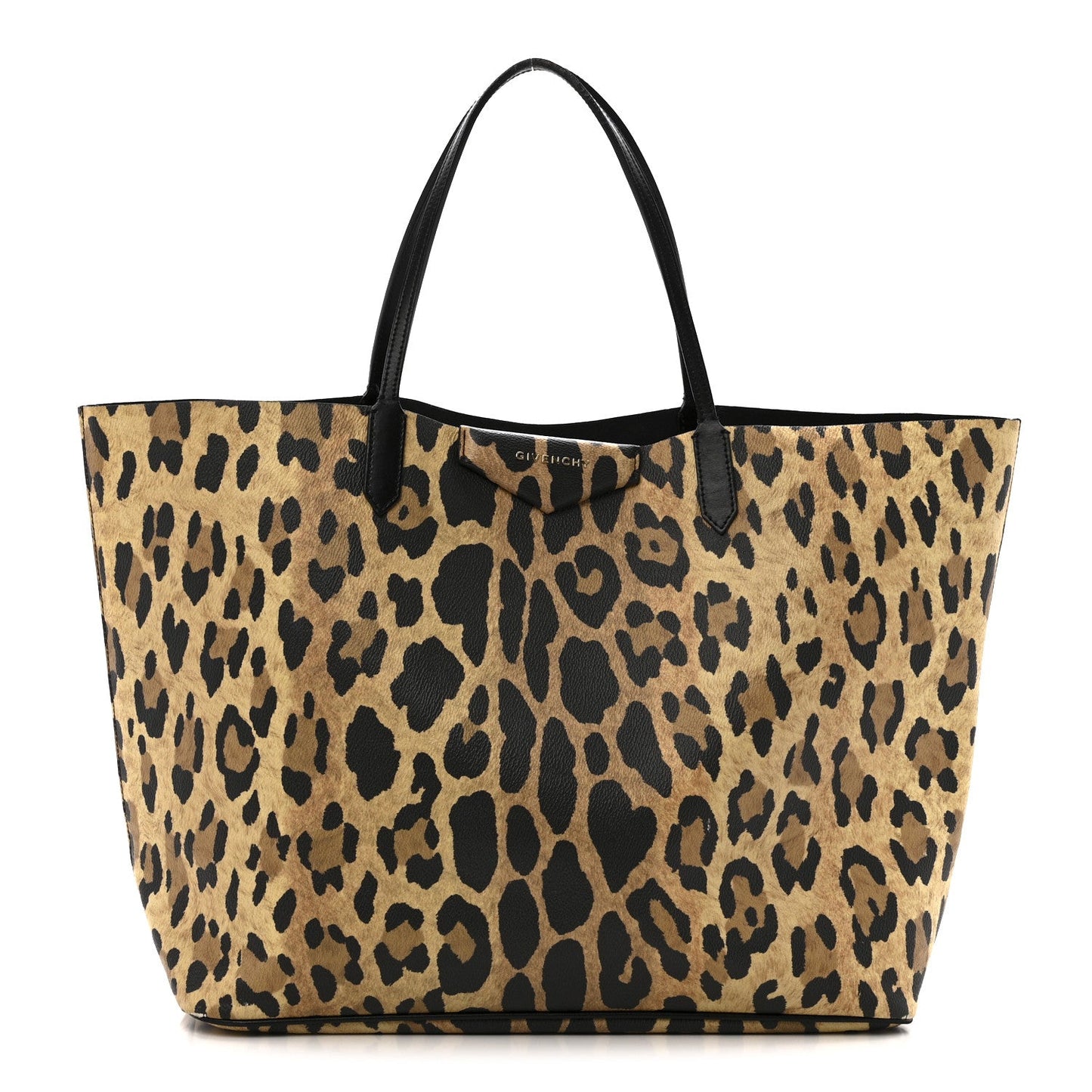 Textured Coated Canvas Leopard Print Large Antigona Tote