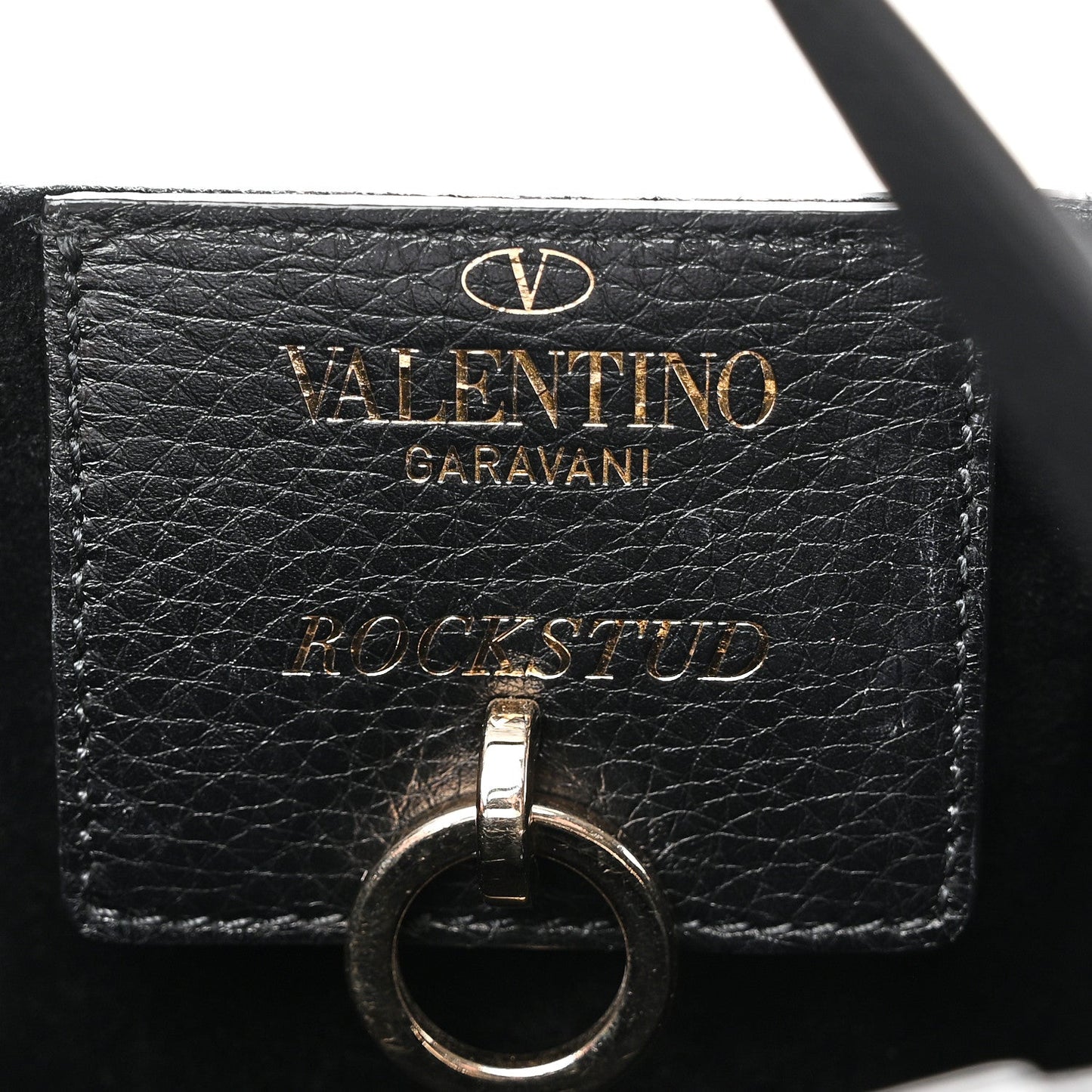 Pebbled Calfskin Small Rockstud Crossbody Tote Black