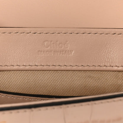 Calfskin Crocodile Embossed Mini C Double Carry Cement Pink