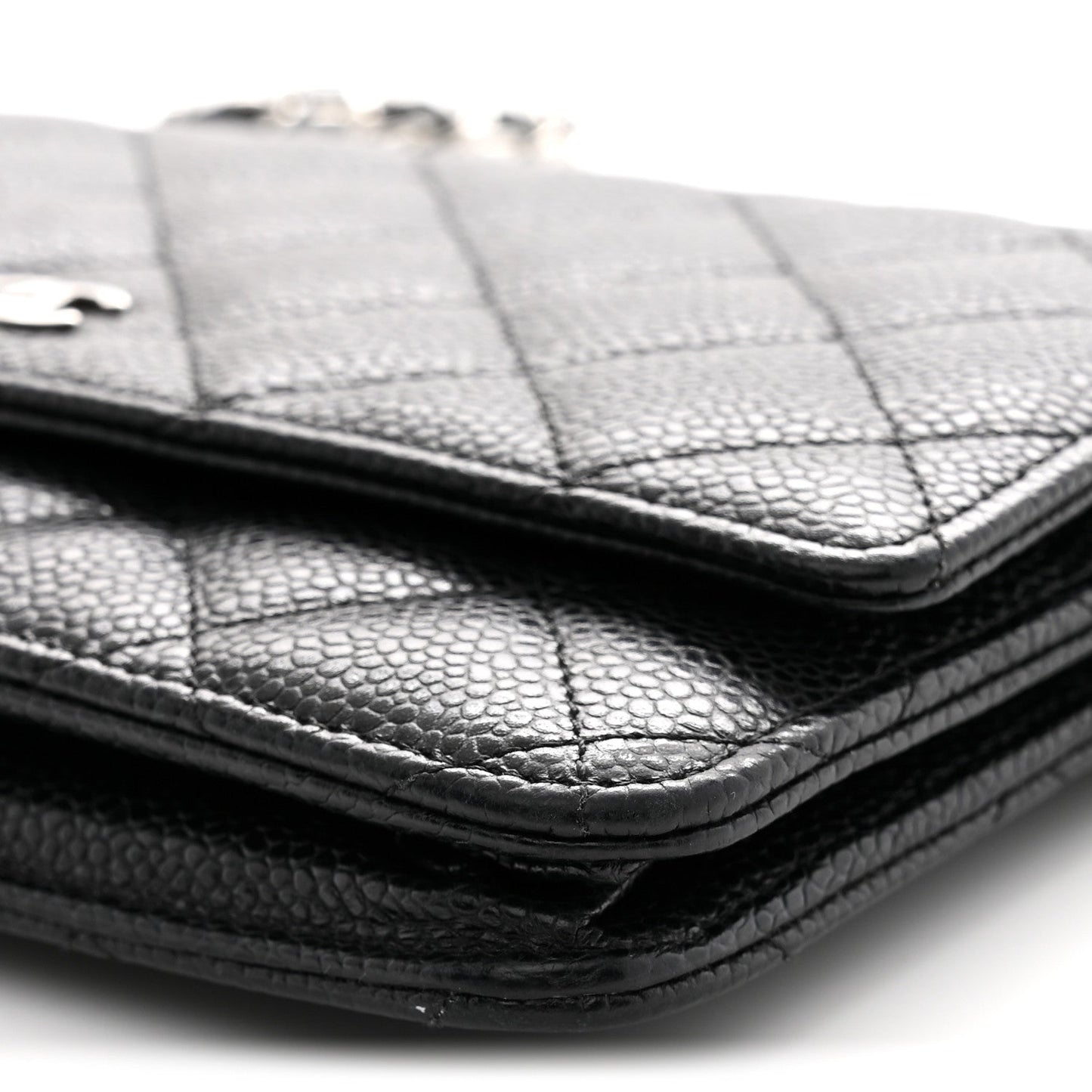 Caviar Quilted Wallet on Chain WOC Black