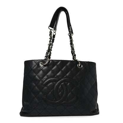 Caviar Quilted Grand Shopping Tote GST Black
