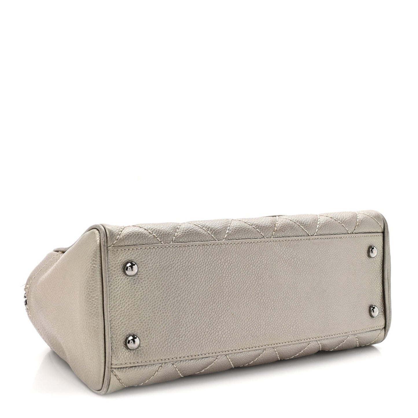 Metallic Caviar Quilted Timeless Bowler Silver