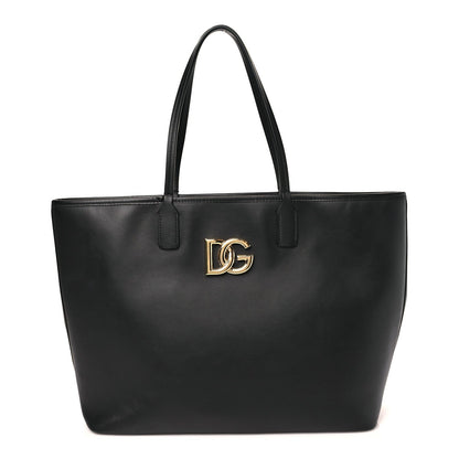 DOLCE GABBANA Calfskin Medium Fefe Tote Black