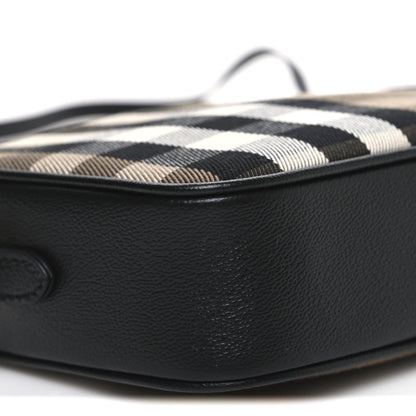 Giant Check Calfskin Small Camera Bag Black
