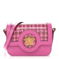Calfskin Vinyl Small Houndstooth La Medusa Crossbody Bag  Red Fuchsia