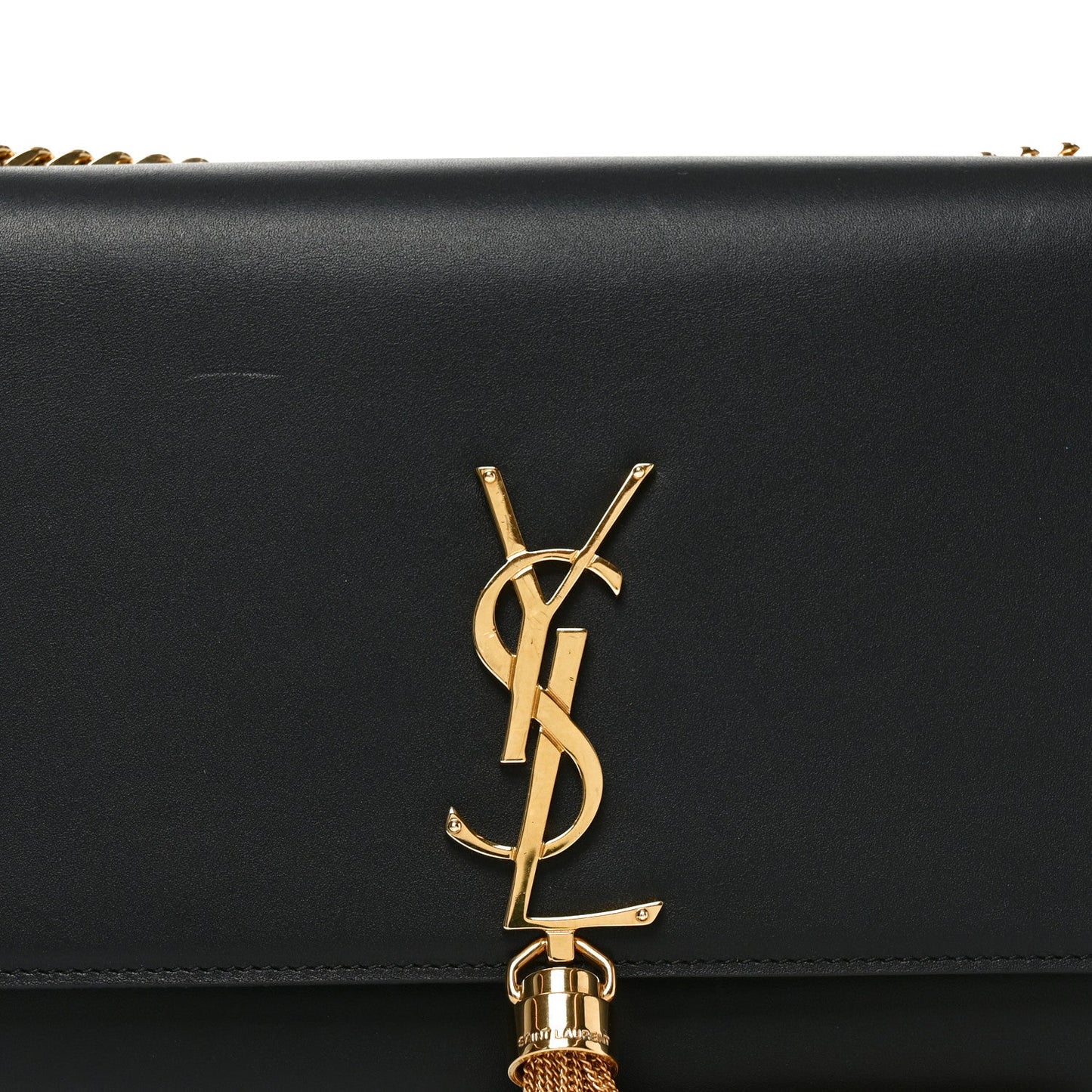 Smooth Calfskin Medium Classic Monogram Kate Tassel Satchel Black
