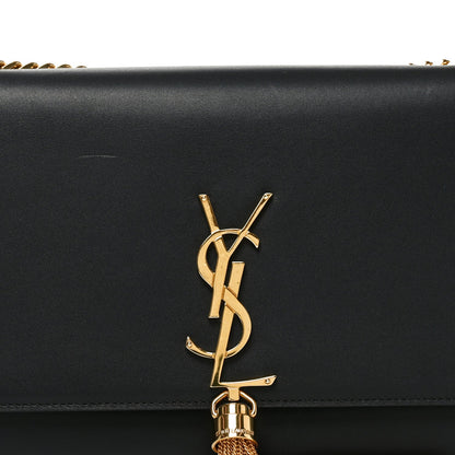 Smooth Calfskin Medium Classic Monogram Kate Tassel Satchel Black