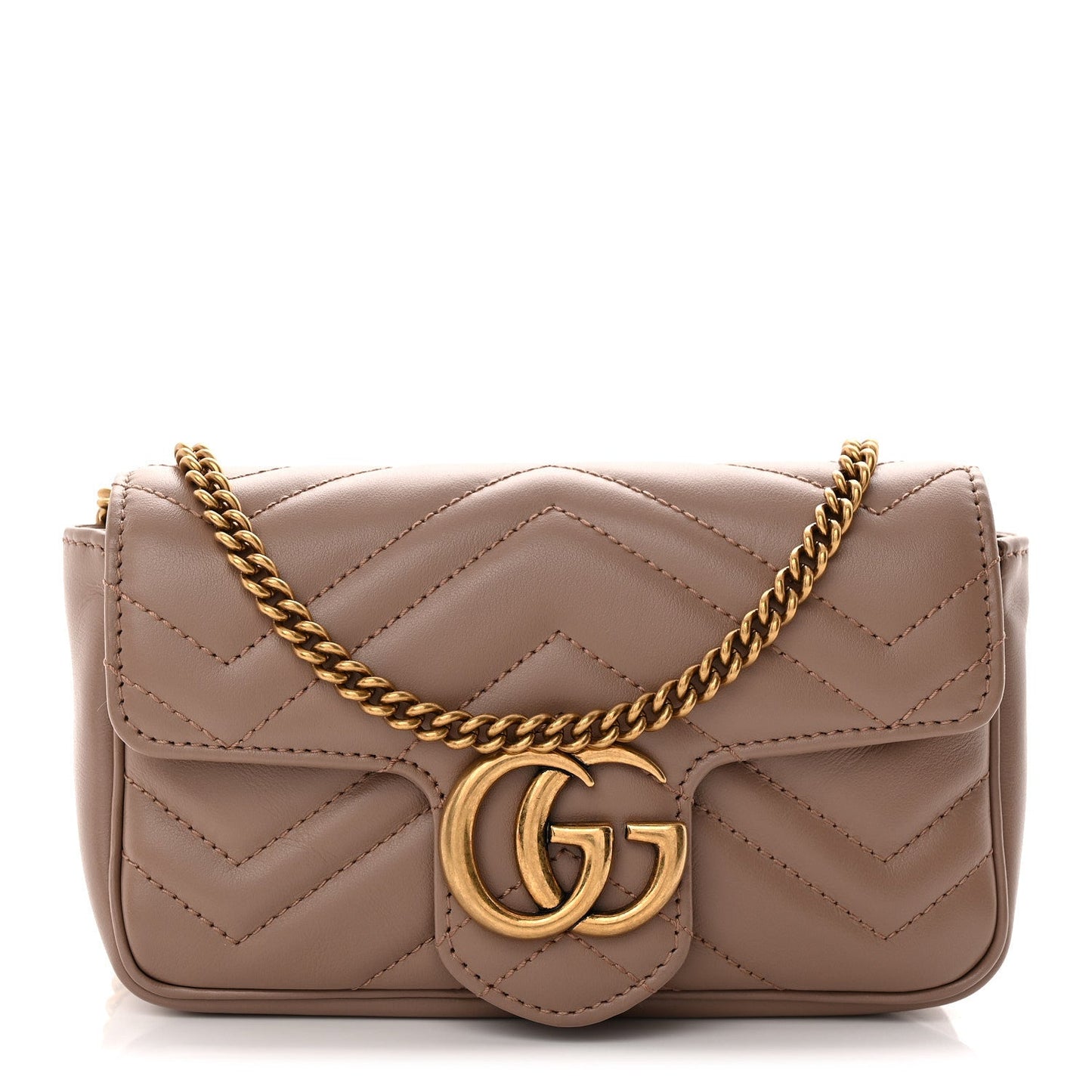 Calfskin Matelasse Super Mini GG Marmont Shoulder Bag Porcelain Rose