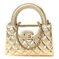 Metallic Shiny Aged Calfskin Quilted Nano Kelly Shopper Gold