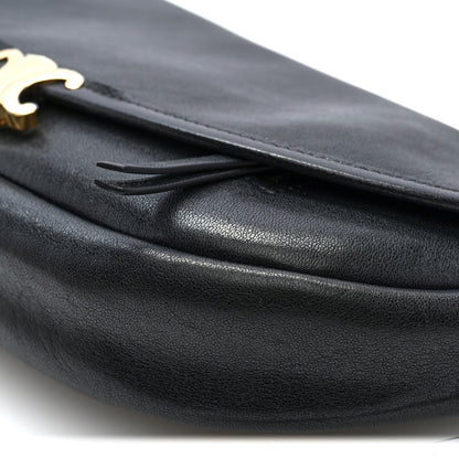 Shiny Lambskin Soft Triomphe Little Half Moon Bag Black