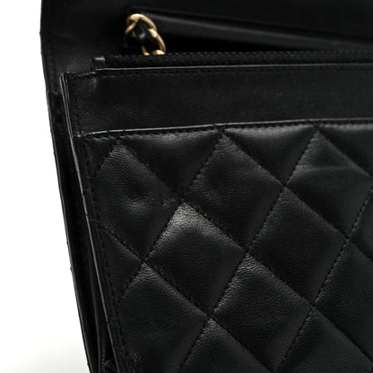 Lambskin Quilted Wallet On Chain WOC Black