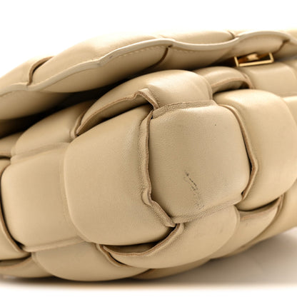 Lambskin Maxi Intreccio Padded Chain Cassette Crossbody Bag Porridge