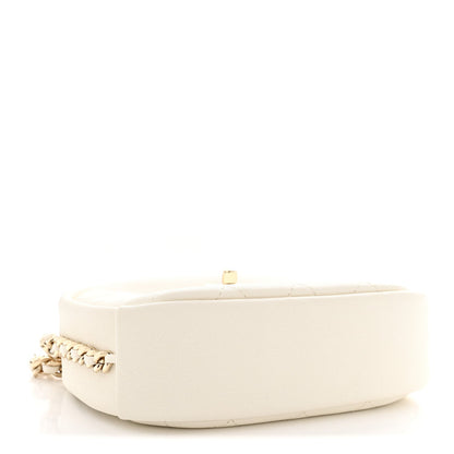 Goatskin Quilted Small Casual Trip Camera Case White