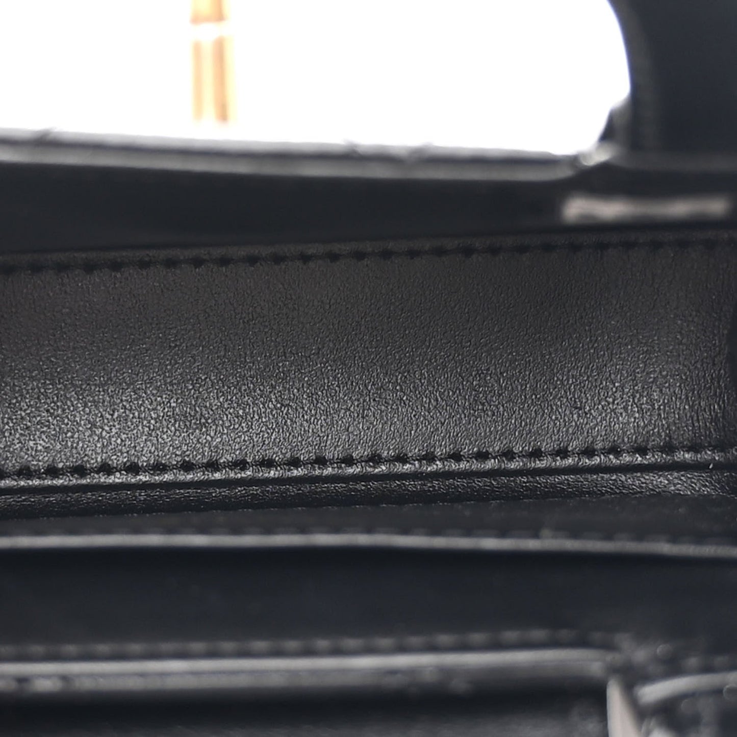 Shiny Aged Calfskin Quilted Mini Nano Kelly Shopper Black