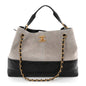 Suede Calfskin Shiny Lambskin Quilted Small Coco Base Shopping Bag Grey Black