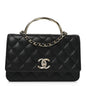 Lambskin Quilted Crystal Handle Wallet On Chain WOC Black