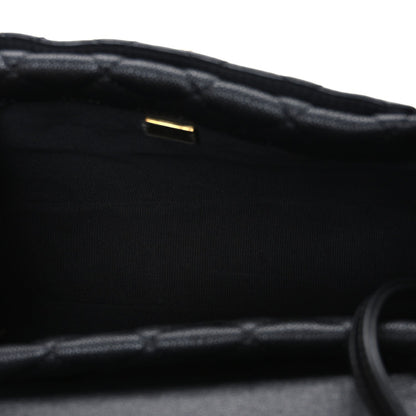 Caviar Calfskin Quilted Small Top Handle Flap Black
