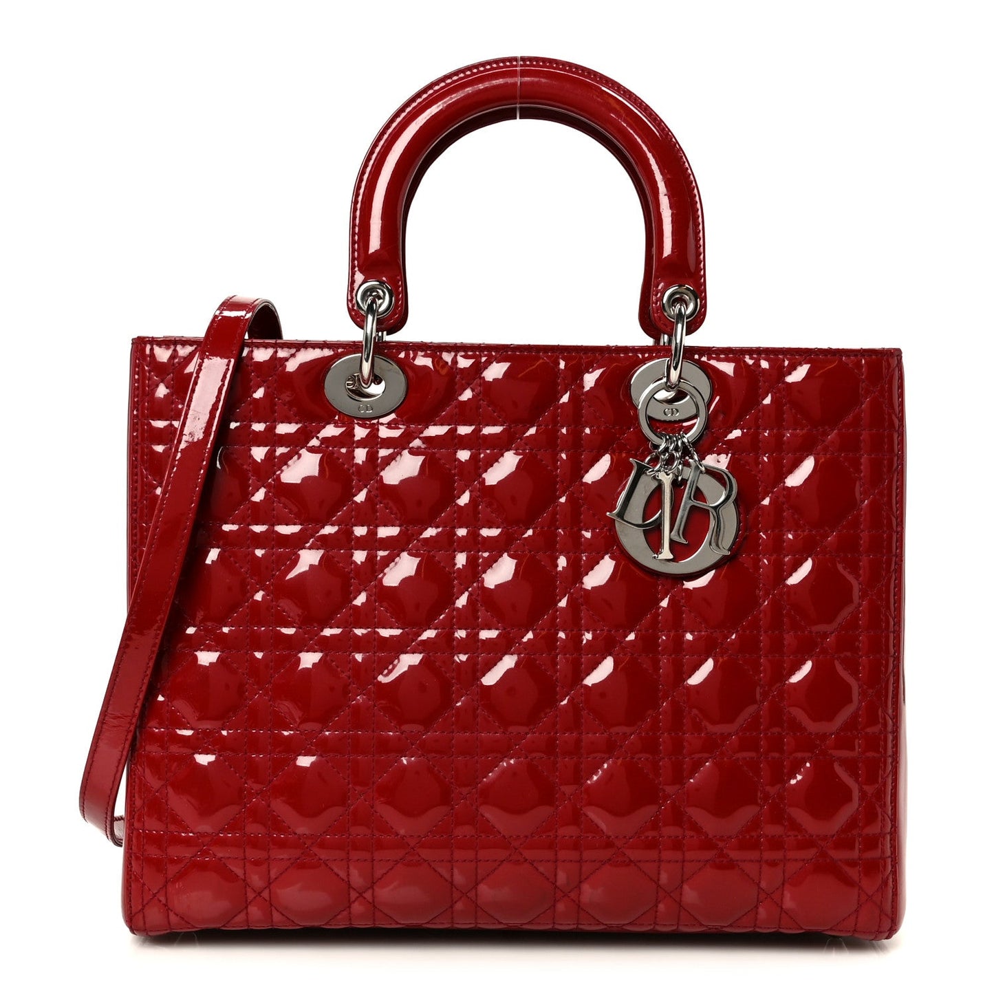 Patent Cannage Large Lady Dior Red