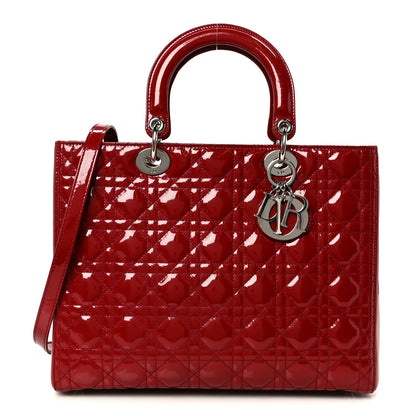 Patent Cannage Large Lady Dior Red