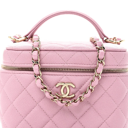 Caviar Quilted Small CC Vanity Case Pink