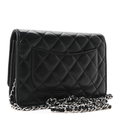 Lambskin Quilted Wallet On Chain WOC Black
