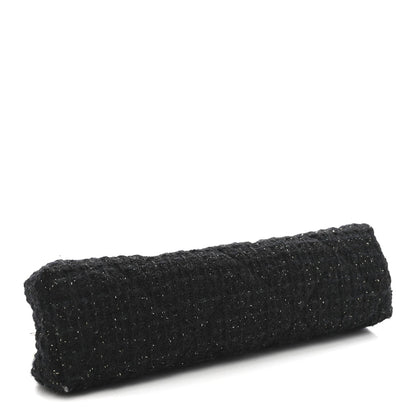 Tweed Quilted Kiss Lock Clutch Black